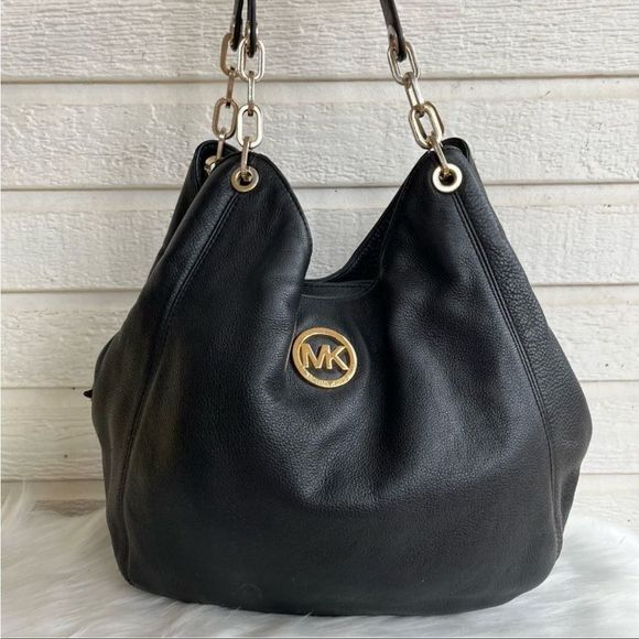 Michael Kors Handbags - MICHAEL KORS Black Leather Fulton Bedford Shoulder Bag Hobo Tote 3-Compartment